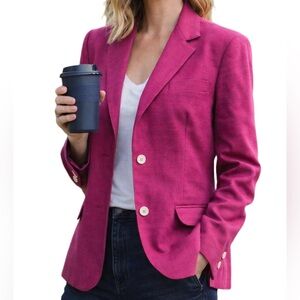 Vintage Fuchsia Barbie Barbiecore Tailored Pink Office Career Blazer Size 14